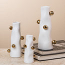 Cachepot Porcelana Branco com Detalhes Dourados